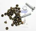 Produktbild: Telliswelt 503103 24 Nieten 9mm altmessing rostfrei inkl. Werkzeug für Jeans Basteln...