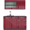 Produktbild: Vicco R-Line Singleküche Bordeaux Hochglanz/Anthrazit 140 cm ohne Arbeitsplatte ohne E-Geräte