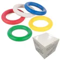 Produktbild: Sport-Thieme Tennisringe 5er Set | 5X Bunte Gummi-Wurfringe für Kinder, Hunde, Senioren u. Wasser | Aus robustem Moosgummi | Außen ø 17 cm | ca. 220 g
