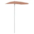 Produktbild: vidaXL Sonnenschirm Halbrund mit Mast Balkonschirm Terrassenschirm Gartenschirm Marktschirm Ampelschirm Strandschirm 180x90cm Terracotta-Rot