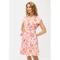 Produktbild: Hemdblusenkleid LASCANA, Damen, Gr. 36, N-Gr, pink (pink, orange), Web, Obermaterial: 58% Viskose, 28% Baumwolle, 14% Leinen, bedruckt, figurumspielend kurz, tiefer V-Ausschnitt, Kleider, aus Leinenmix, mit Reverskragen, Alloverprint