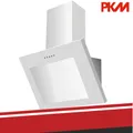 Produktbild: PKM Schräghaube Kopffreihaube Dunstabzugshaube Glas Umluft Abluft 60 cm weiß