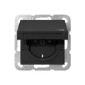 Produktbild: Gira 4414005 SCHUKO-Steckdose 16 A 250 V~ mit Klappdeckel System 55 Schwarz matt