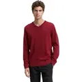 Produktbild: V-Ausschnitt-Pullover TOM TAILOR, Herren, Gr. M, schwarz samba rot melange, Strick, Obermaterial: 100% Baumwolle, meliert, regular fit normal, V-Ausschnitt, Rippbündchen, Pullover, mit kleiner Logo-Stickerei