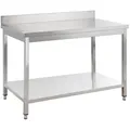 Produktbild: GastroHero Edelstahl Arbeitstisch Basic 15x7 mit Grundboden und Aufkantung