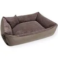 Produktbild: 4L Textil Teo Kuscheliges Hundebett Bezug abnehmbar und waschbar Hundekorb mittelgroße Hunde Hundekissen flauschig Hundekörbchen Hundesofa (100x80 cm, Braun)