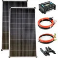 Produktbild: Komplettset 2x130 Watt Poly Solarmodul Laderegler 20a Blau Photovoltaik Inselanlage