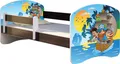 Produktbild: ACMA Jugendbett Kinderbett Junior-Bett Komplett-Set mit Matratze Lattenrost und Rausfallschutz Wenge 21 Piraten 140x70