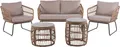 Produktbild: BELIANI Garten Set Hellbraun Polyrattan Sofa 2 Stühle 2 Couchtische Auflagen in Beige Garten Terasse