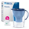 Produktbild: BRITA Marella Wasserfilter Kanne mit 3 Filter Blau, Transparent