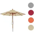 Produktbild: Gastronomie Holz-Sonnenschirm HWC-C57, Gartenschirm, Polyester/Holz 14kg, rund Ø3m Seilzug stoßsicher ~ creme