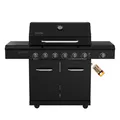 Produktbild: Nexgrill Gasgrill 6B Deluxe mit Seitenkochfeld, Sondermodell Matt Schwarz 21kW