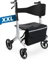 Produktbild: Weinberger XXL Rollator aus Aluminium, stabil bis 180 KG, faltbar, Gehhilfe, Mit Tasche, großer Rollator, Gewicht 10 KG, Modell: 02262, Farbe: Schwarz