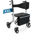 Produktbild: Weinberger XXL Rollator aus Aluminium, stabil bis 180 KG, faltbar, Gehhilfe, Mit Tasche, großer Rollator, Gewicht 10 KG, Modell: 02262, Farbe: Sch... - Schwarz