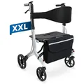 Produktbild: Weinberger 02262 Rollator XXL aus Aluminium, stabil, faltbar, Gehilfe XXL, mit Tasche, groß, schwarz, 10 kg