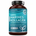 Produktbild: Marine Collagen und Hyaluronsäure Kapseln Hochdosiert 1400mg  Kollagen Hydrol...