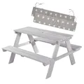 Produktbild: roba Kinder Outdoor+ Sitzgruppe inkl. Sitzkissen - Picknick for 4 - Garten Sitzgarnitur aus wetterfestem Massivholz - 4 Plätze - Grau
