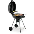 Produktbild: Relaxdays Kugelgrill, Ø 53 cm, 2 Grillrost, Thermometer, Aschesammler, Holzkohlgrill mit Rädern, BBQ, Smoker, schwarz