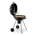 Produktbild: Relaxdays Kugelgrill, Ø 53 cm, 2 Grillrost, Thermometer, Aschesammler, Holzkohlgrill mit Rädern, BBQ, Smoker, schwarz
