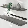 Produktbild: Wandregal Freischwebend Inkl. Halterung Mdf 15kg Tragkraft 3,8cm Stärke Wand Flur Board Regal Bücherregal Hängeregal Küchenregal 90cm Hochglanz Grau - Casaria