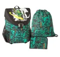 Produktbild: LEGO® Bags Schulranzen Easy (Set, 3-tlg., inkl. Federmäppchen und Turnbeutel), Ninjago Schultasche GREEN, grüner Ninja Lloyd