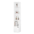 Produktbild: WOLTU Eckregal, Bücherregal, mit Tür, 5 Ebenen, 29,5x158x29,5 cm, Weiß | Standregal, Lagerregal, Regal aus Holzwerkstoff, für Arbeitszimmer Schlafzimmer Wohnzimmer Büro