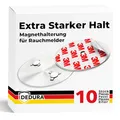 Produktbild: Rauchmelder Magnethalter 10er Set mit extra starken Klebepads - ohne Bohren und Schrauben - Magnethalterung geeignet für alle gängigen Rauchmelder und Feuermelder - Selbstklebende Befestigung