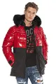 Produktbild: Cipo & Baxx Herren Mantel CM166 Rot – Stylische Winterjacke im modernen Design mit warmem Innenfutter, abnehmbarer Kapuze und funktionalen Details für kalte Tage - CM166 Rot M