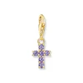 Produktbild: Thomas Sabo Charm-Anhänger Kreuz mit violetten Steinen 18 Karat vergoldetes Silber 2036-414-13