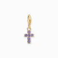Produktbild: THOMAS SABO Charm Anhänger Kreuz 925 Silber vergoldet Steine violett 2036-414-13
