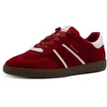 Produktbild: Plateausneaker TAMARIS, Damen, Gr. 36, rot (merlot), Lederimitat, Veloursleder, unifarben mit Farbeinsatz, Schuhe Plateausneaker, Freizeitschuh, Halbschuh, Schnürschuh mit gepolstertem Schaftrand