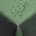Produktbild: DecoHomeTextil Leinen Optik Tischdecke, Rechteckig 135 x 200 cm Dunkelgrün, wasserabweisend, fleckenabweisend, abwaschbar, Lotuseffekt, bügelfrei