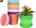 Produktbild: KAHEIGN 8Pcs Blumentöpfe Kunststoff Bunt 14cm Runde Kleine Blumentöpfe, 8 F