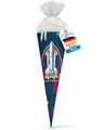 Produktbild: itenga Schultüte 70cm groß rund Weltraum Einschulung Schulanfang - Zuckertüte für Jungen mit Astronaut und Spaceshuttle