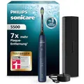Produktbild: Philips Sonicare 5500 elektrische Zahnbürste, Schallzahnbürste mit 2 Putzmodi, Andruckkontrolle, EasyStart, SmarTimer und BrushPacer, Navy, Modell HX7113/01 [Neue Technologie]