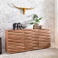 Produktbild: FineBuy Sideboard Akazie Massivholz 160 cm 2 Türen & 3 Schubladen - Massive Retro Kommode mit Design Front - Natur Anrichte - Handdustrial