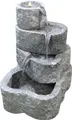 Produktbild: Dehner Gartenbrunnen Wasserfall mit LED-Beleuchtung warmweiß / Transformator / Pumpe, Brunnen für Außen, 65 x 50 x 50 cm, Granit, grau