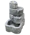 Produktbild: Dehner Gartenbrunnen Wasserfall mit LED-Beleuchtung warmweiß/Transformator/Pumpe, Brunnen für Außen, 65 x 50 x 50 cm, Granit, grau