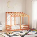 Produktbild: vidaXL Kinderbett mit Dach Wachsbraun 70x140 cm Massivholz Kiefer