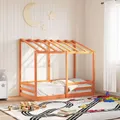 Produktbild: Kinderbett mit Dach Wachsbraun 70x140 cm Massivholz Kiefer