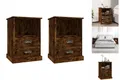 Produktbild: Nachttische 2 Stk. Räuchereiche 43x36x60 Cm Nachtkonsole Nachtschrank