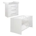 Produktbild: roba Möbelset 'Maren' 2-teilig - Kombi-Bett 70x140 + Wickelkommode schmal - Weiß