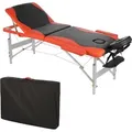 Produktbild: Mucola Massageliege 3 Zonen Massagebank klappbar Kosmetikliege Massagetisch mobile Therapieliege Aluminiumgestell - Schwarz / Orange - Orange