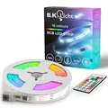 Produktbild: B.K.Licht - USB LED Strip 5m mit Musiksensor, Fernbedienung, RGB IC dynamischer Farbwechsel, LED Streifen, Leiste, Zimmer deko, Gaming Deko, Band, Lichtleiste, 500x0,8x0,3 cm, Weiß
