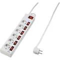 Produktbild: Renkforce Überspannungsschutz-Steckdosenleiste 6fach Weiss Schutzkontakt (6 x, CEE 7/3, 1.50 m) (615B-CMW-S)
