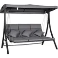 Produktbild: Outsunny Hollywoodschaukel 3-Sitzer mit Kissen Grau 200 x 115 x 168 cm