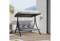 Produktbild: Outsunny Hollywoodschaukel Gartenschaukelmit mit Sonnendach, 3-Sitzer, Verstellbares Dach, Schaukelbank, 1 tlg., Schaukelstuhl, für Garten, Balkon, Grau