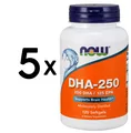 Produktbild: 5 x NOW Foods DHA-250, 250 DHA / 100 EPA - 120 softgels (116,58 EUR/kg)