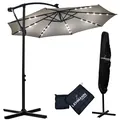 Produktbild: LEHMANN Sonnenschirm mit LED Beleuchtung ,V-Schutz, Wasserdicht, 32 LEDs, Solarbetrieben, Inkl.Schutzhülle