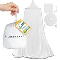 Produktbild: Silberkraft Moskitonetz XXL für Doppelbett - Mückennetz mit Reißverschluss-Öffnung, inklusive Klebehaken, geeignet für Reisen und zu Hause, feinmaschiges Netz, mit Beutel zur Aufbewahrung